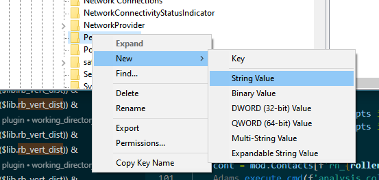 Right click on Personalization and add a string value